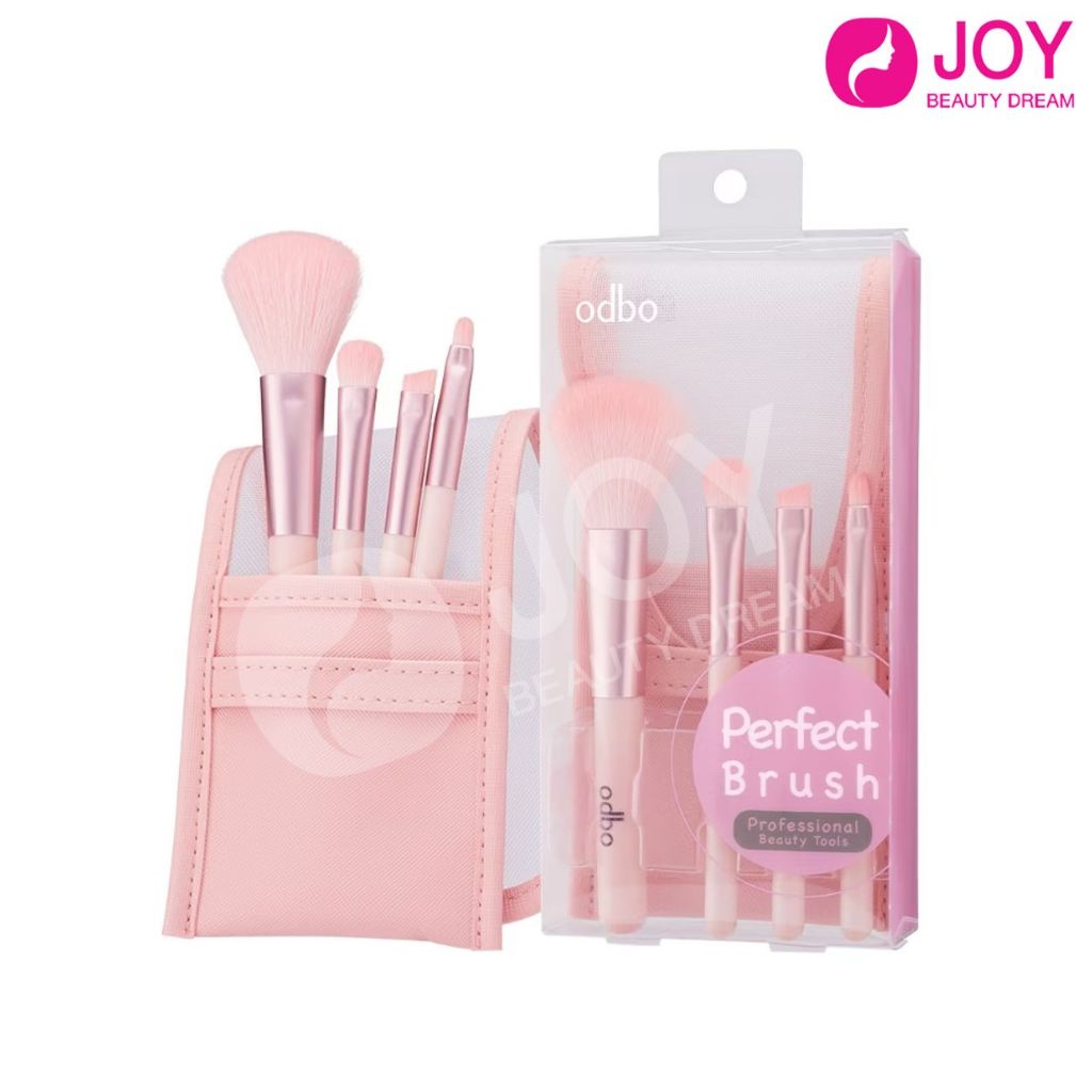 เซ็ทแปรงแต่งหน้า 4 ชิ้น สีพาสเทล พร้อมกระเป๋า (od838) ODBO Perfect Brush Professional Beauty Tools