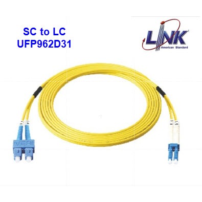 Link SC to LC UFP962D21-03 Fiber Optic Patch Cord (OS2), Duplex Single-mode UPC, 3 m
