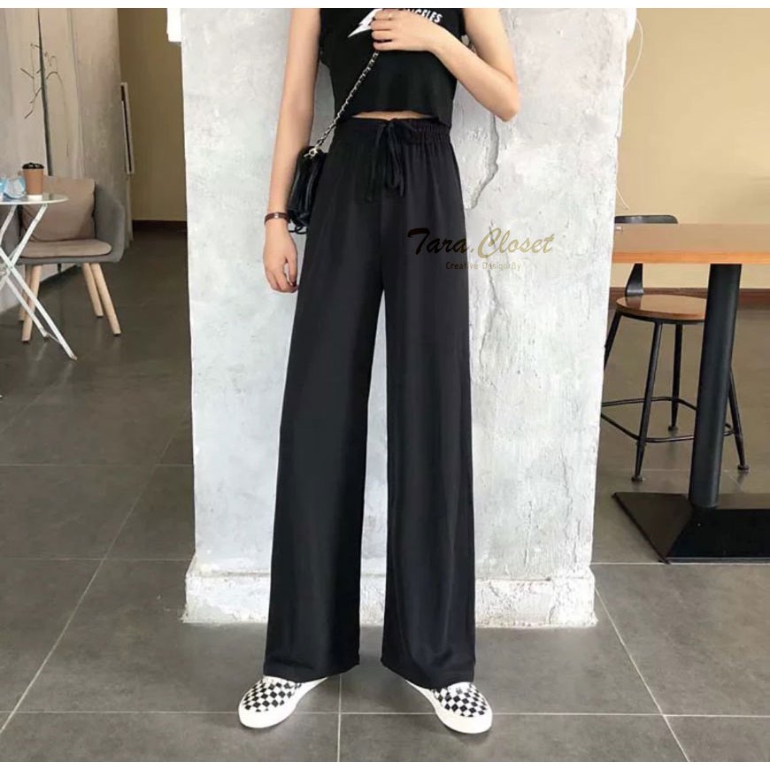PI501 TARA Long pants กางเกงขายาว เอวกลาง-เอวสูง ทรงขากระบอกใหญ่ ไม่มีกระเป๋า เนื้อผ้าไหมอิตตาลี ผ้าดี ใส่สบาย ไม่ร้อน