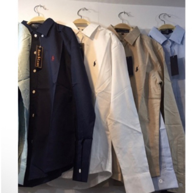 เชิ้ตแขนยาวปักม้าเล็กได้ใส่ได้ชายและหญิงผ้าOxfordสีไม่ตก