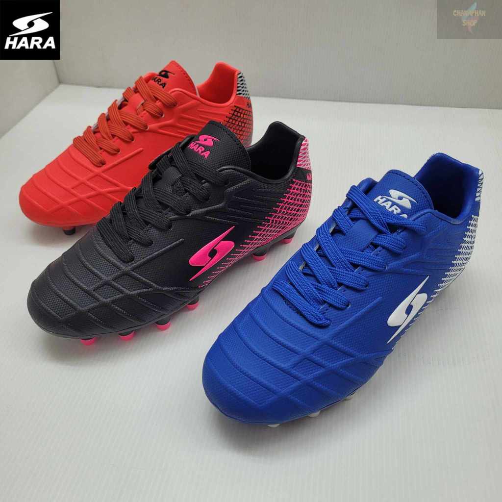 รองเท้าฟุตบอลเด็ก รองเท้าสตั๊ดเด็ก HARA รุ่น F27K สีแดง/สีดำชมพู/สีน้ำเงิน SIZE 32-38