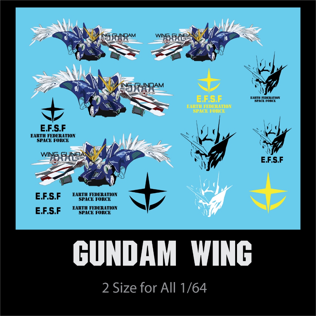 ดีคอลกันดั้ม ดีคอลโมเดลรถ ลาย Gundam wing ติดได้ทุกสี รถทุกแบบ ดีคอล ดีคอลน้ำ 1ชุด 2 size