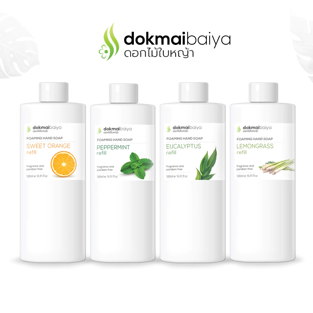 dokmaibaiya ดอกไม้ใบหญ้า สบู่โฟมล้างมือ ขวดรีฟิล 500ml กลิ่นหอมจากสารสกัดจากธรรมชาติ ไม่มีน้ำหอม