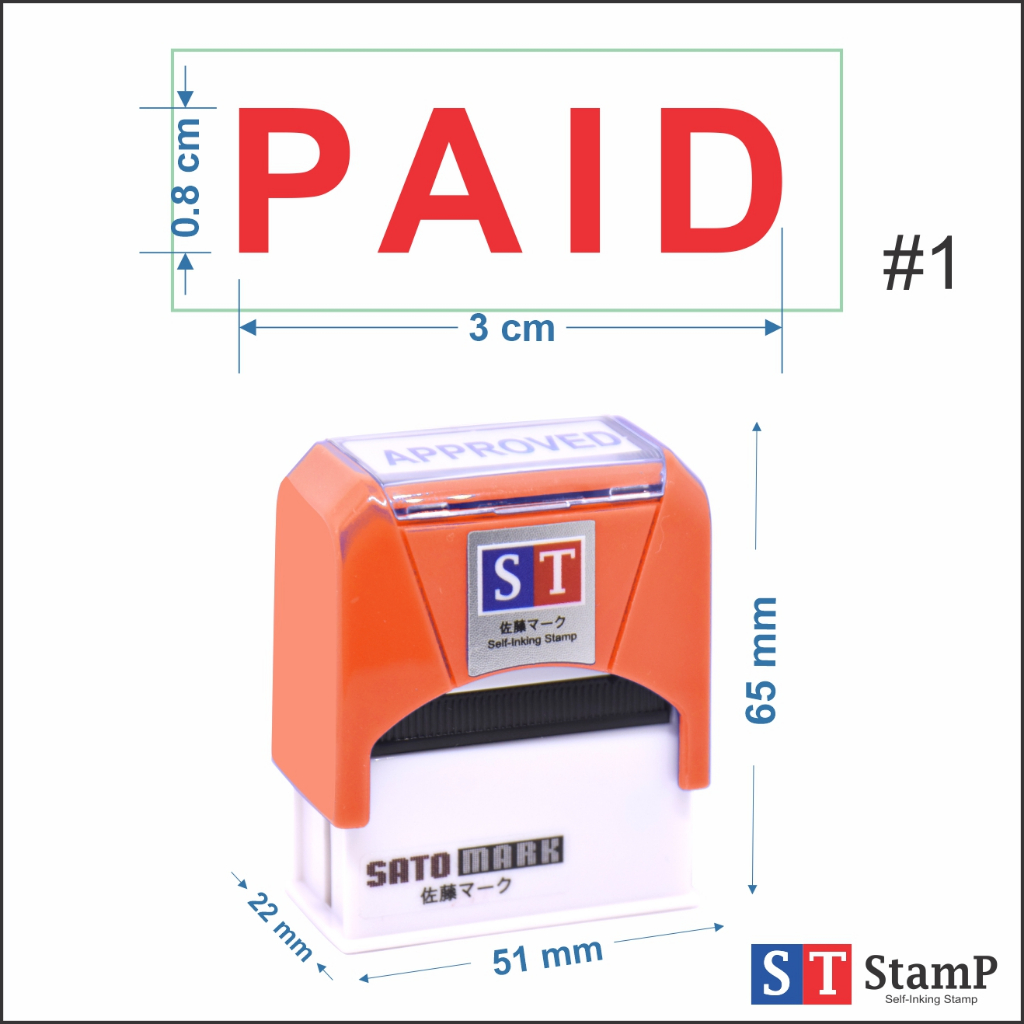 ST เนื้อยางหนาพิเศษ ใช้ในอุตสากรรมพิมพ์ "PAID" ตรายางหมึกในตัวแบบพลิก ข้อความสำเร็จ หมึกคมชัด ยางทนหนาชนิดพิเศษ