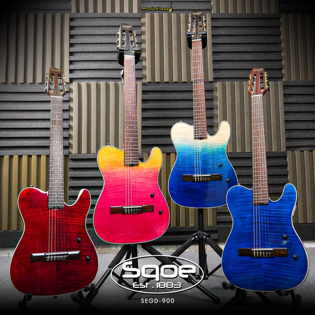 Sqoe Nylon Silent Guitar - SEGD900 (Quilted Maple)