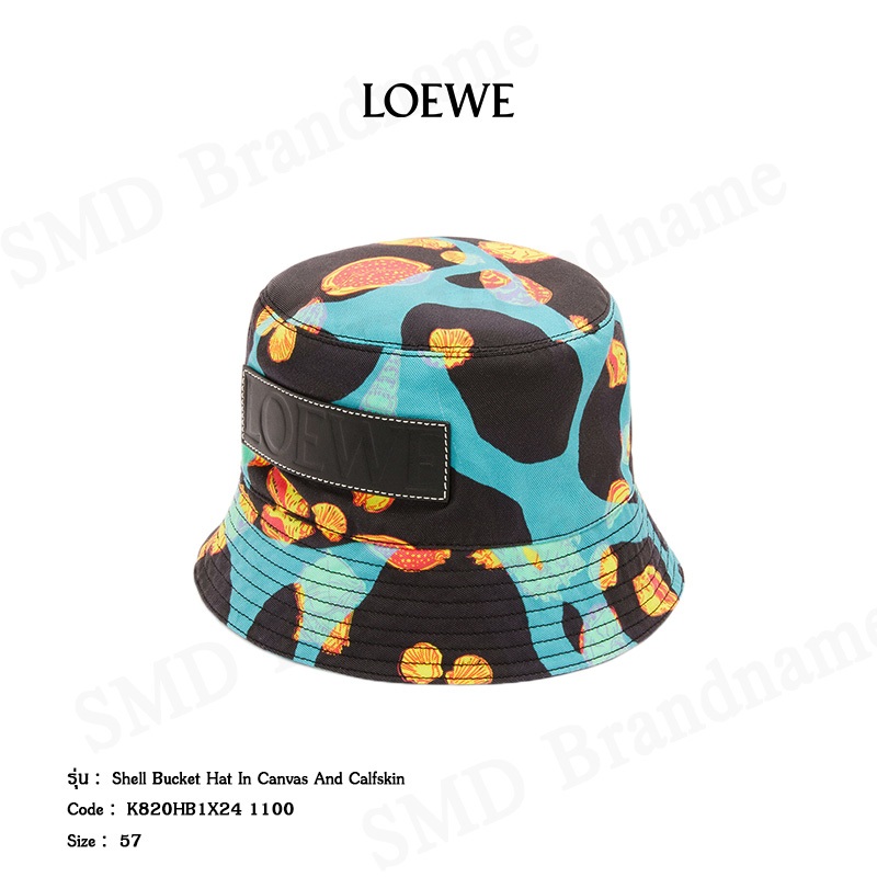 Loewe หมวกบักเก็ต รุ่น Shell bucket hat in canvas and calfskin Code: K820HB1X24 1100