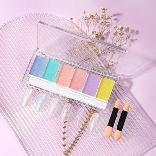 Monja ผงกระจก ผงสำหรับขัดเล็บเจลให้มีสีสวยงาม 6เฉดสี/ตลับ พร้อมแปรงขัด มี3เฉดสีให้เลือก ขนาด 60g. 🌈 พร้อมส่งในไทย 🌈