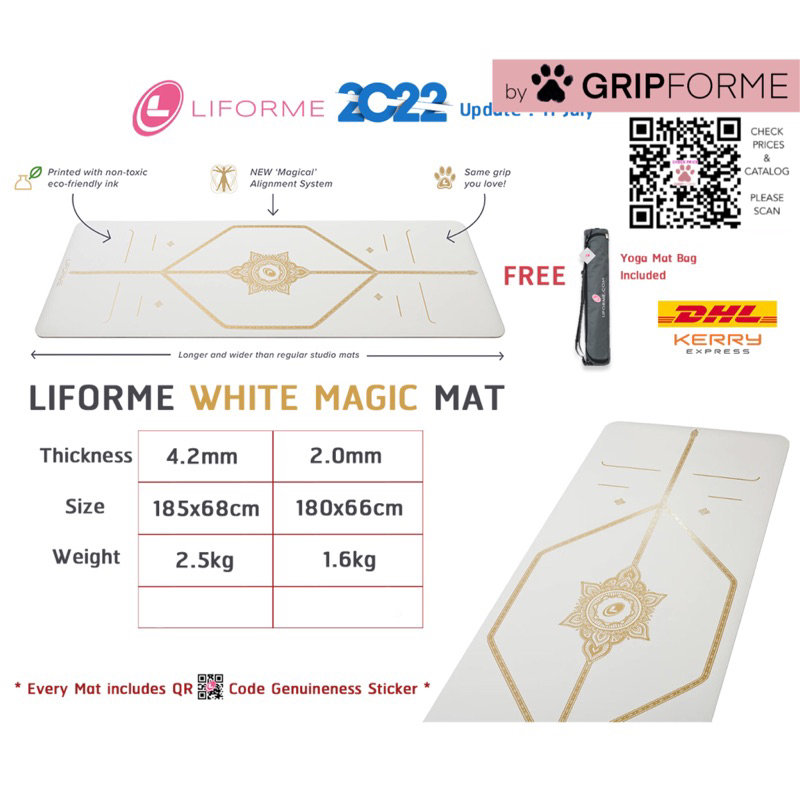 ทักแชทถามราคา Liforme Magic White MAT 4.2 mm 2.0 mm Liforme yoga mat เสื่อโยคะ Travel mat ORDER AT GripForMe