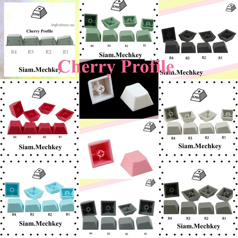 พร้อมส่ง ของแท้ Cherry profile R1 R2 R3 R4 คีย์แคป 9 สี วัสดุ PBT คุณภาพดี blank keycapไม่พิมพ์อักษรMechanical Keyboard