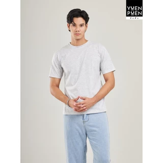 YuenPuen เสื้อยืดคอกลม สีเทาอ่อน ยืนพื้น ไม่ยืด ไม่ย้วย ไม่ต้องรีด สีพื้น เนื้อผ้านุ่มใส่สบาย