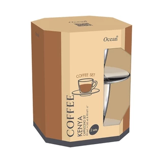 OCEAN แก้วกาแฟ KENYA CUP, 245 ML. & KENYA SAUCER, 6 " (Pack of 2)