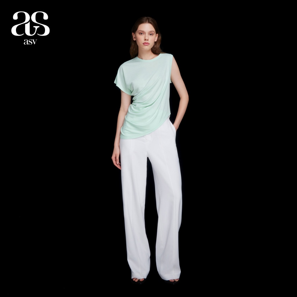 [asv aw23] Ganesh Side Stripe Pants กางเกงผู้หญิง ขายาว ตัดต่อผ้าแถบข้าง (ไม่มีเข็มขัด)