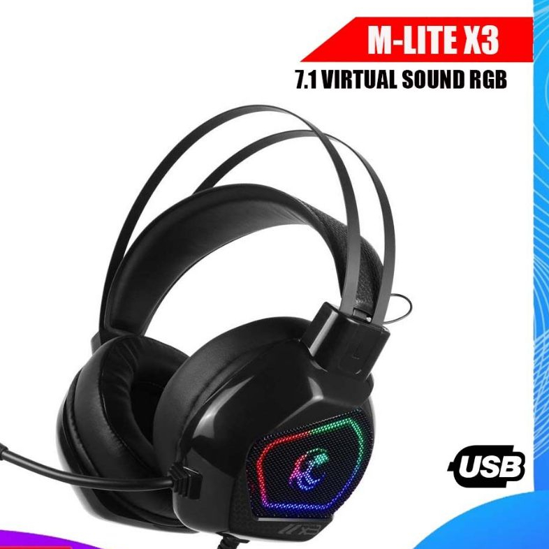 หูฟังเกมมิ่ง Tsunami M-LITE X3 7.1 Virtual Sound RGB Gaming Headphone