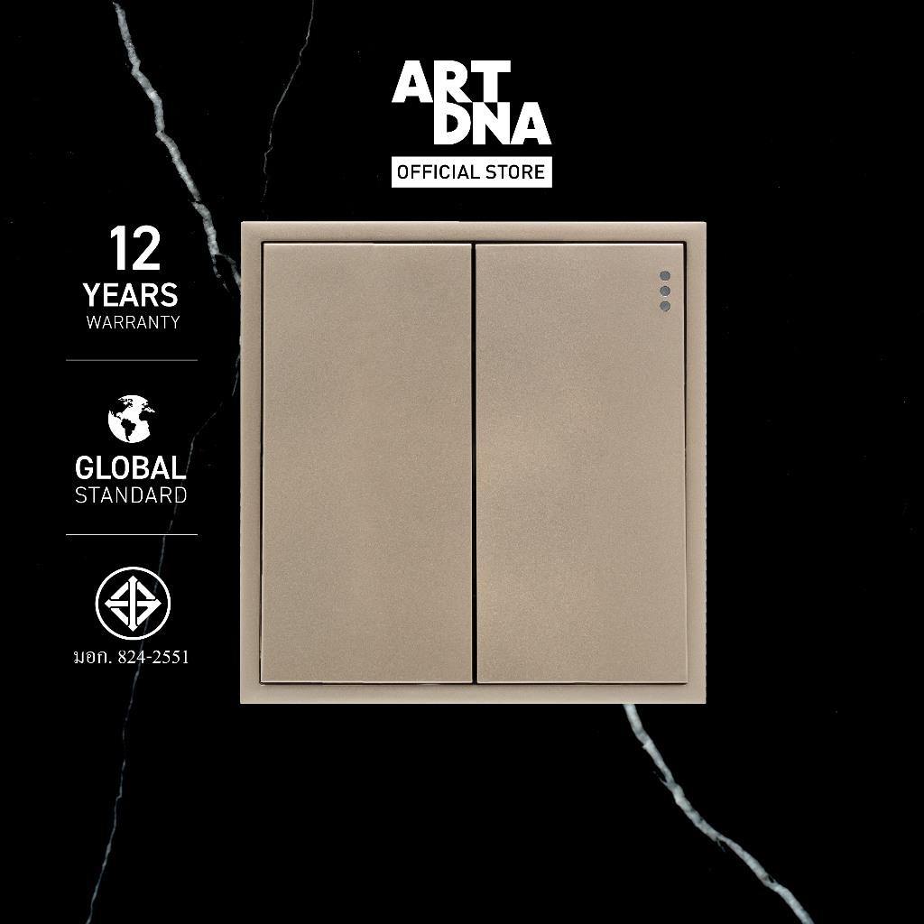ART DNA รุ่น D3 Series Switch 2 Gang สีทอง design switch สวิตซ์ไฟโมเดิร์น สวิตซ์ไฟสวยๆ ปลั๊กไฟสวยๆ