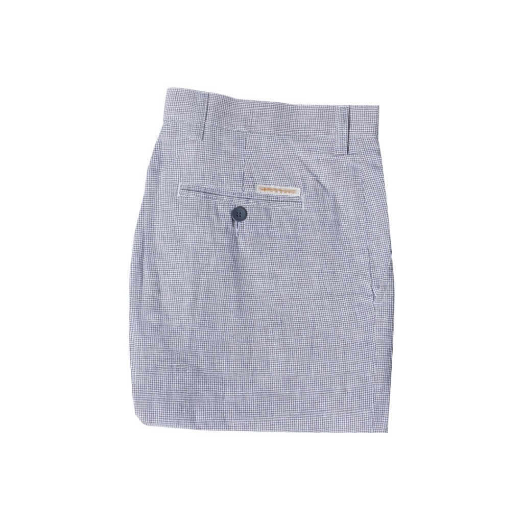 Hazard กางเกงขายาวลายสก๊อตไม่มีจีบ ผ้า Linen(ลินิน) สีเทาอ่อน