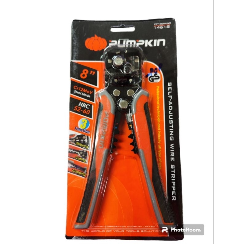 PUMPKIN คีมปอกสายไฟ อัตโนมัติ ย้ำสาย ตัด Cr-Mo MULTI-AUTO PTT-205AWS 14618/PTT-205AWS