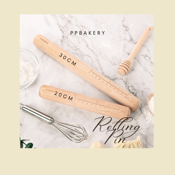 Rolling Pin ไม้ มีสเกล ไม้นวดแป้ง มี 2 ขนาด เบเกอรี่ คุกกี้
