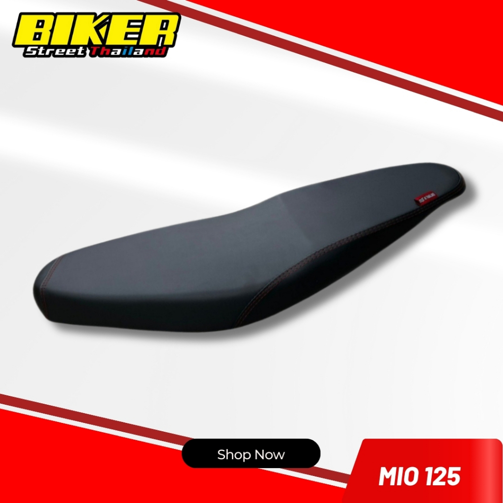 เบาะมอเตอร์ไซค์ รุ่น Mio 125 เบาะปาดดำล้วน ริบบิ้น Made in Thailand
