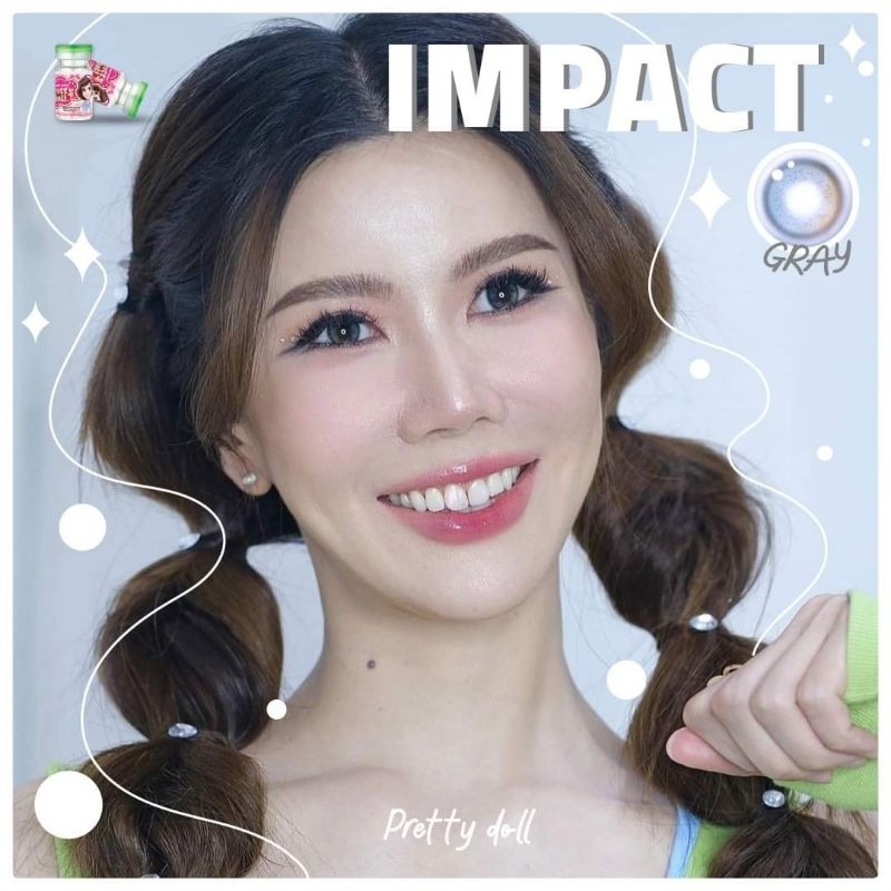 คอนแทคเลนส์ รุ่น Impact สีเทา/ตาล Gray/Brown มีค่าสายตา (0.00)-(-6.00) เปลี่ยนแทนทุกเดือน