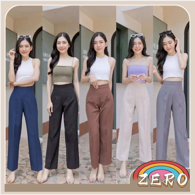 กางเกงผ้าฮานาโกะ-ขาตรง-ซิปข้าง ไซส์S-2Xl