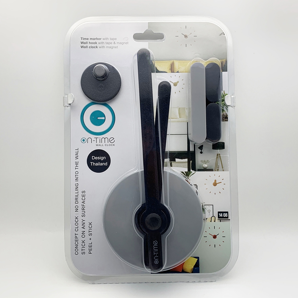 นาฬิกา On-Time V2M ดำเทา black Gray 56 เซน Wall Clock  DIY นาฬิกาแขวนผนัง ติดผนังไม่เจาะผนัง เข็มนาฬิกาเล็ก - รูปที่ 2