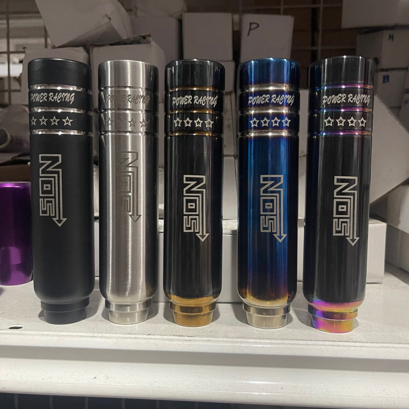 NEW หัวเกียร์แสตนเลส สี ดำ เงิน เลเซอร์ NOS 15 ซม หัวเกียร์ หัวเกียร์ซิ่ง ไทเท หัวเกียร์ซิ่ง รูปทรง กลม ใส่ได้ทุกรุ่น