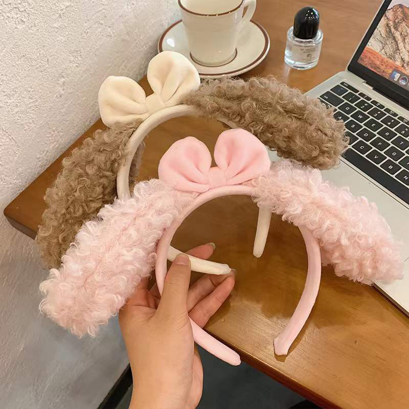 [พร้อมส่งในไทย] ที่คาดผมแฟชั่นเกาหลี งานหูกระต่ายขนนุ่ม ขนาด 23 cm.คาดไม่เจ็บศีรษะ ไม่กินเส้นผม ประดับด้วยโบว์ สามารถซัก