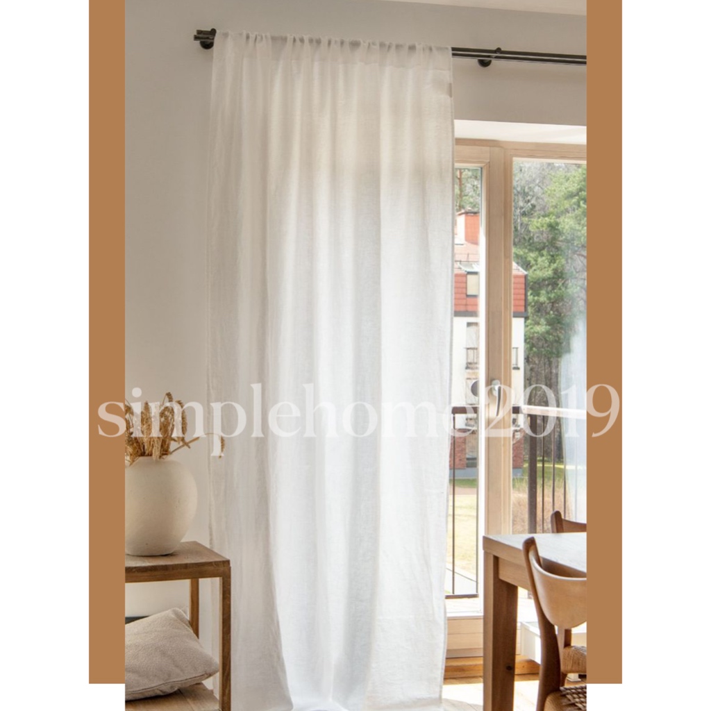 แนะนำ ผ้าม่าน ผ้าม่านหน้าต่าง ประตู สไตล์เกาหลี ม่านยาว สีขาว (แบบสอดราง ไม่ผ่ากลาง) มินิมอล ขนาดกว้าง 110 ซม. 1 ผืน ม่านลอน ราคาพิเศษ มีเก็บเงินปลายทาง
