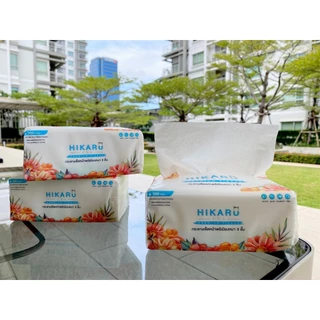 ฮิคารุทิชชู่พรีเมียมไร้ฝุ่นเช็ดหน้าขนาดพกพา หนา 3 ชั้น(1หิ้ว10ห่อ)