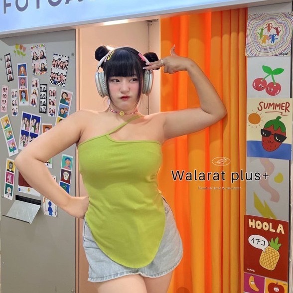 เสื้อกล้ามสาวอวบ แต่งอก ชายโค้ง สีคัลเลอร์ฟลู 5สี ผ้าร่องเนื้อดี ผ้านิ่ม ยืดเยอะ ใส่แล้วผอม แมทช์ง่าย หลายสไตล์ - รูปที่ 4