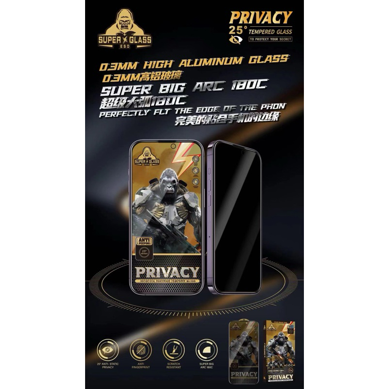 ฟิล์มกระจก kingkong เต็มจอกันมองจอโคง สำหรับ iphone ทุกรุ่น งานดี￼ 15promax 14promax 13pro XR IP11 7plus 7G - รูปที่ 2