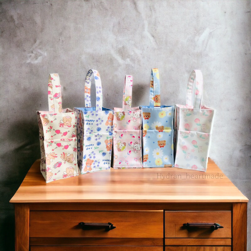 ถุงผ้าใส่แก้วน้ำ แก้วเยติ จากผ้าโพลีสะท้อนน้ำขนาด 30 oz. (Handmade)