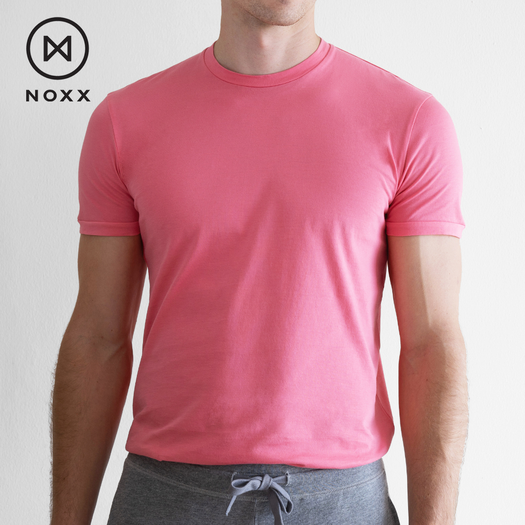 Noxx Extra Soft T-shirt: เสื้อยืด คอกลม ผ้า พรีเมี่ยม พีม่าคอตต้อน สีชมพู Salmon Pink