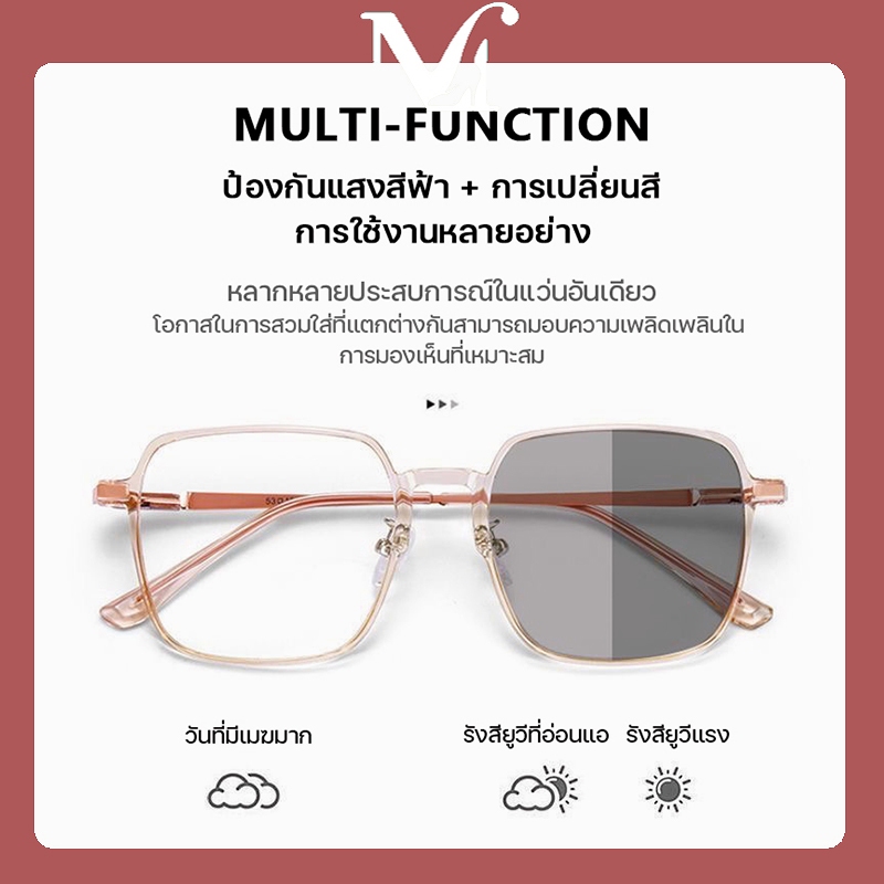 แว่นตา0~400° MOYENNE แว่นกันแดด ป้องกันแสงสีฟ้า&ป้องกันรังสียูวี เลนส์โฟโตโครมิก Super Auto Lens เลนส์แว่นตาอัตโนมัติ
