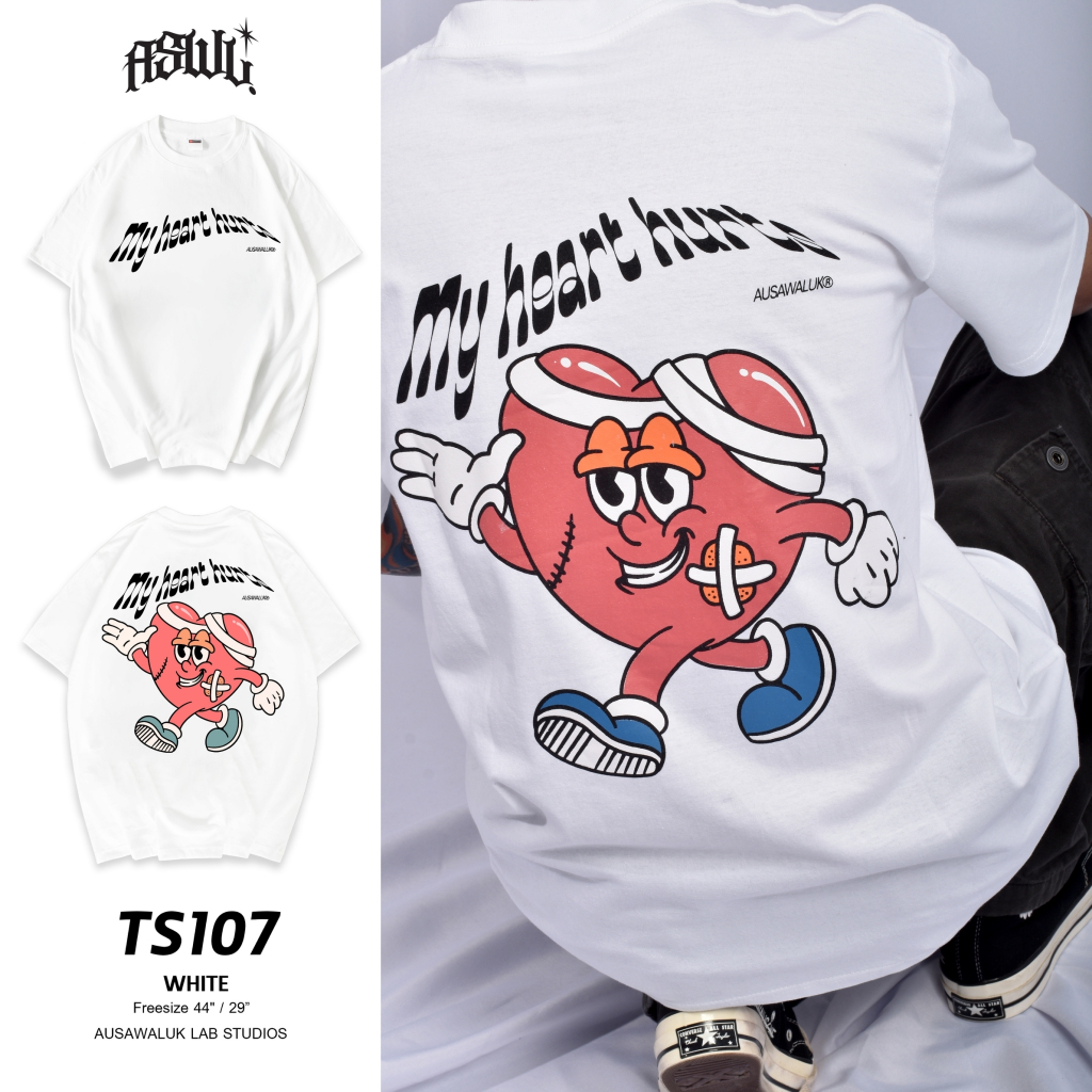 เสื้อยืดสกรีนแขนสั้น Oversize ลายสตรีท AUSAWALUK✨🔥 เสื้อผู้ชาย/ผู้หญิง