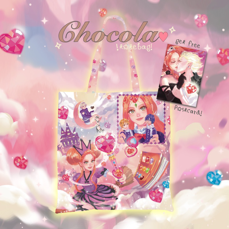 Chocola’s tote กระเป๋าผ้าพิมพ์ลายทั้งใบ by helloxglitter ♡︎