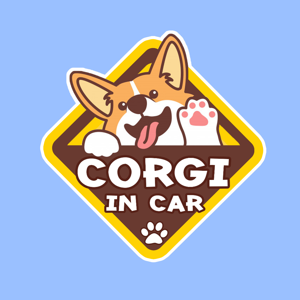 สติ๊กเกอร์ ติดรถ คอร์กี้ หมาคอร์กี้ Corgi Dog In Car สติ๊กเกอร์ติดรถ แต่งรถ car sticker BOC11