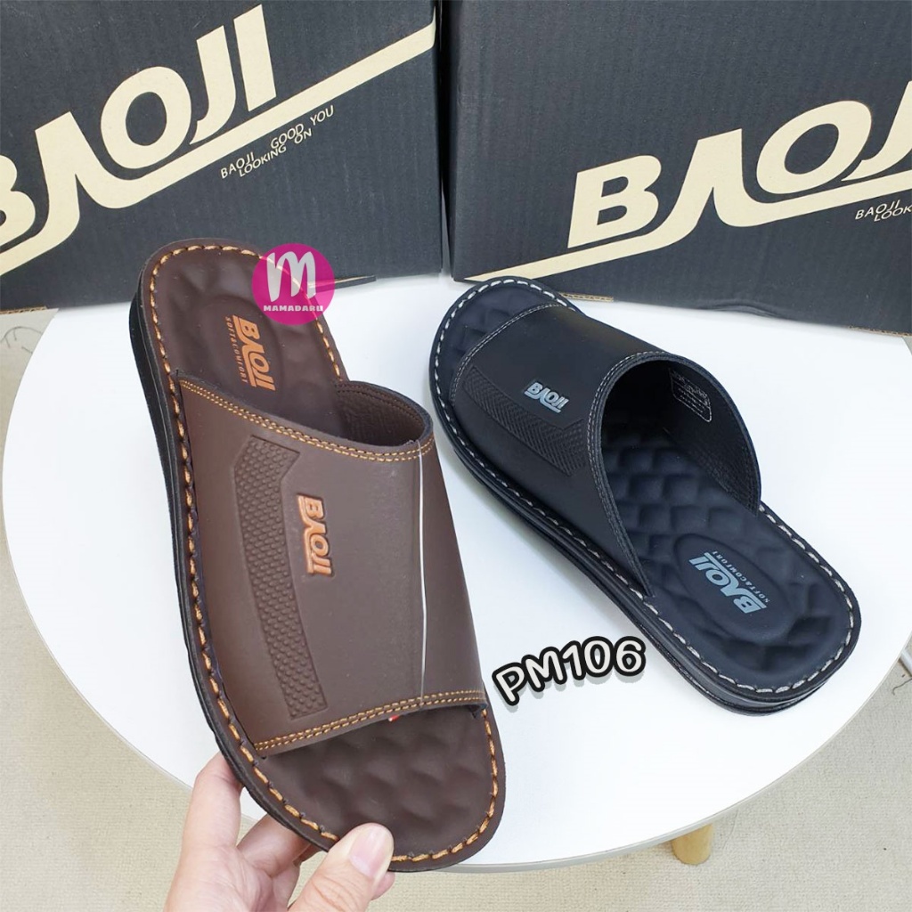 รองเท้าผู้ชาย Baoji PM106 รองเท้าแตะ แบบสวม เย็บขอบ เบอร์ 40-44