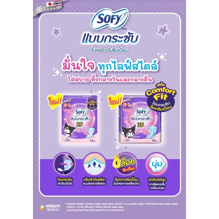 โซฟี แบบกระชับ เดย์ไนท์ 35 ซม.10 ชิ้น (รุ่นห่อคุโรมิ)/Sofy BodyFit Day&Night 35cm 10 pcs - รูปที่ 2
