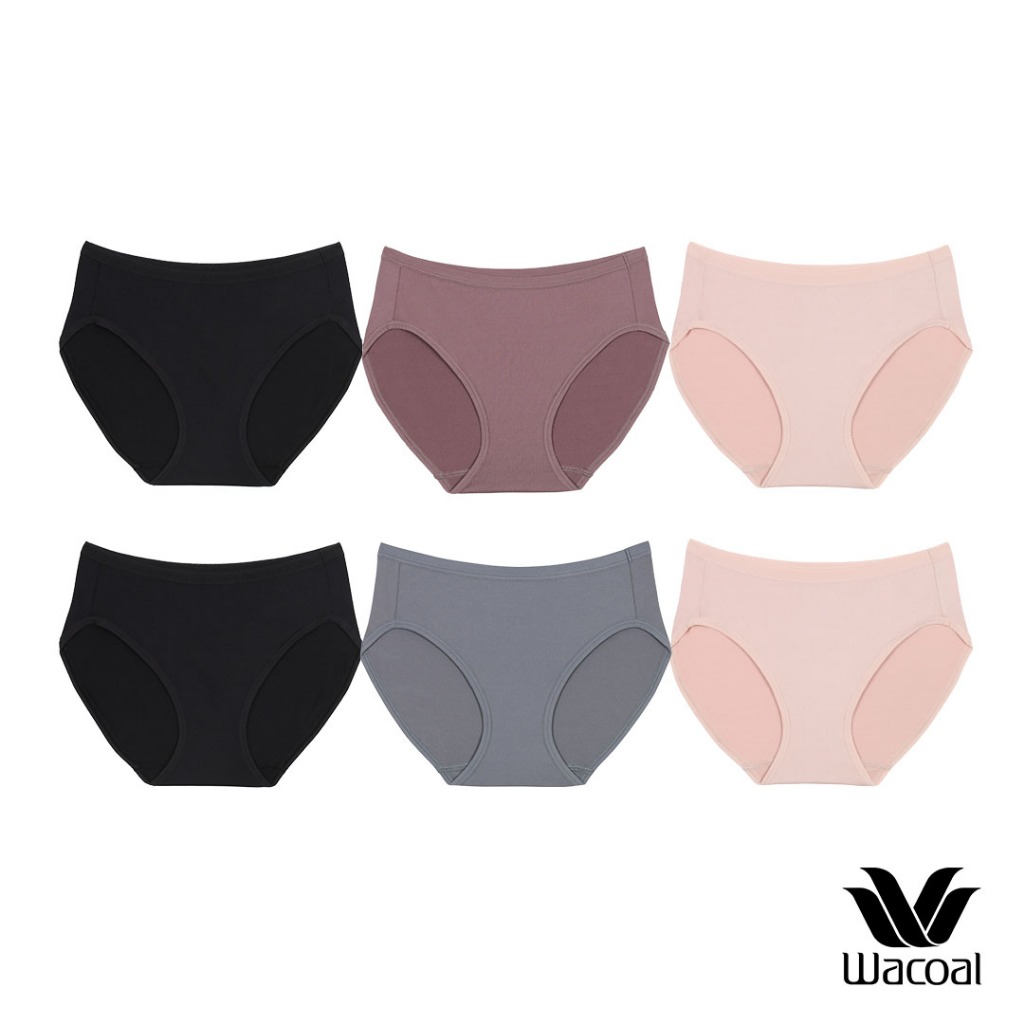 Wacoal Bikini Panty set 6 ชิ้น กางเกงในใส่สบายวาโก้ รูปแบบบิกินี่ รุ่น WU1C34/WU1T34 คละสี (BT-GY)