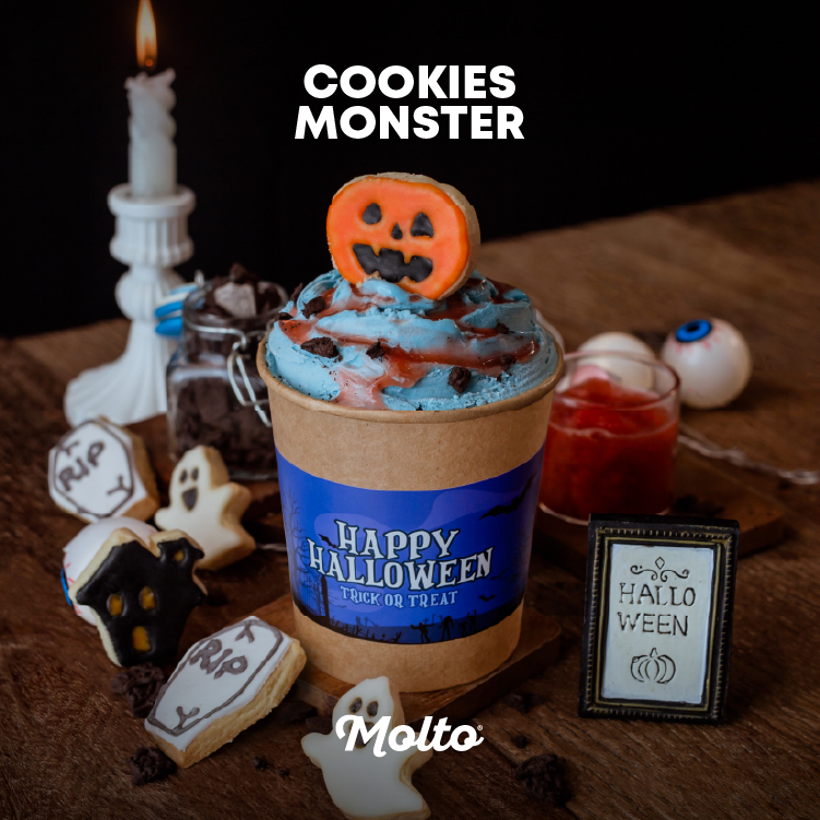 Cookies Monster (ไอศกรีม Halloween คุ้กกี้ มอนส์เตอร์ 1 ถ้วย 16 oz.) - Molto premium Gelato