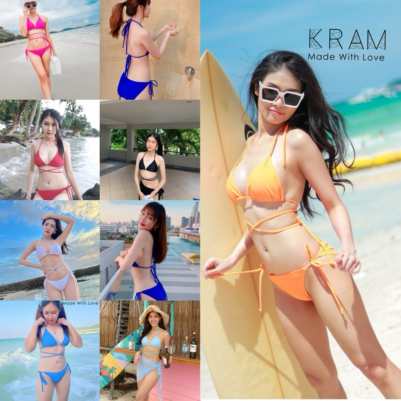 ชุดว่ายน้ำบิกินี่สายพันเอว👙👙(มีฟองน้ำ)no9141