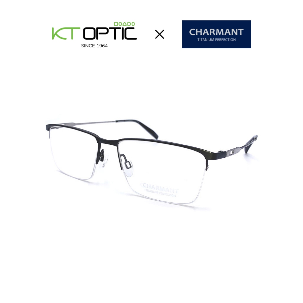 CHARMANT แว่นตาทรงสี่เหลี่ยมผืนผ้ากึ่งไร้ขอบ รุ่น CH10392