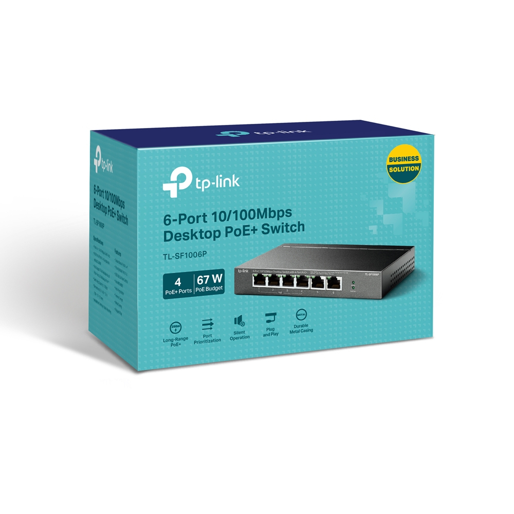 TP-LINK TL-SF1006P 6-Port 10/100Mbps Desktop Switch with 4-Port PoE+