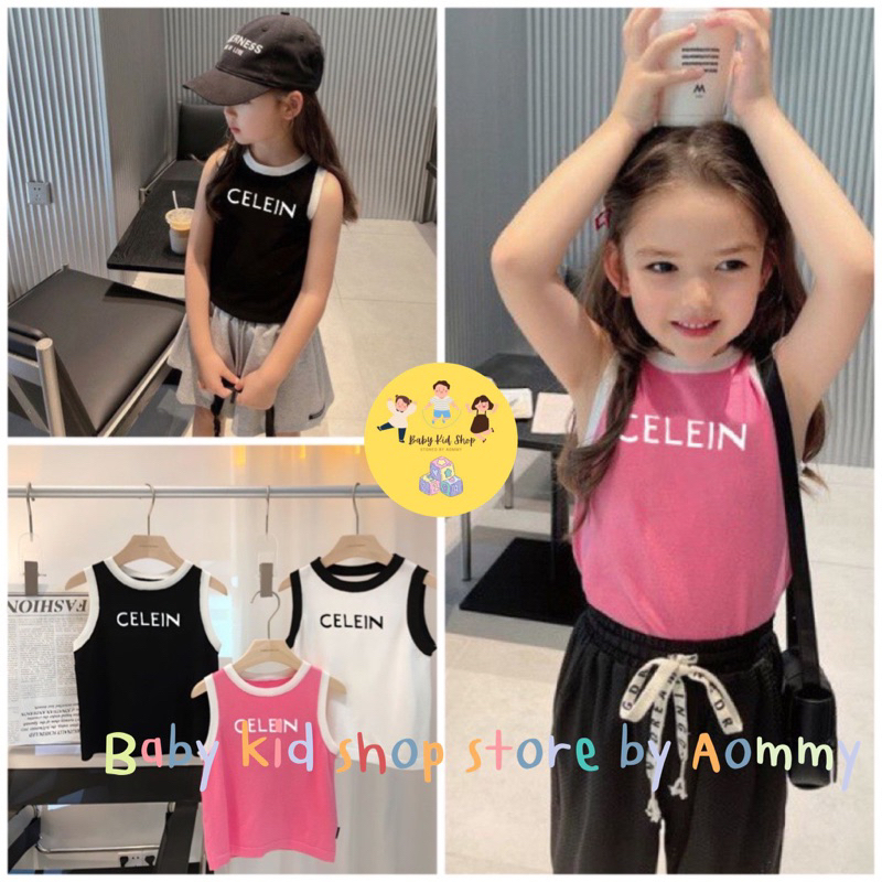 (พร้อมส่ง)เสื้อยืดแขนกุด ผ้าฝ้ายแบบบาง สไตล์เกาหลี สำหรับเด็กผู้หญิง