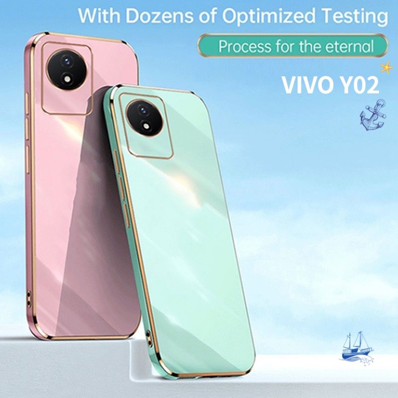 เคส TPU ขอบทอง รุ่น vivo Y02A Y02T y02 y16 y02s y15s y01 y21 y21s y21t y33s y33t t1x y20 y12a y12s y3s y11 y12 y15 y17