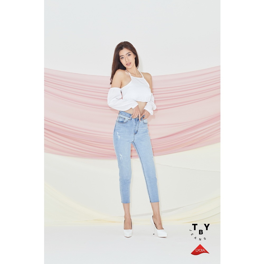 TBY JEANS #T2944 Periwinkle Blue ยีนส์ 5 ส่วน เหมาะมากสำหรับสาวไซส์มินิที่อยากสูง