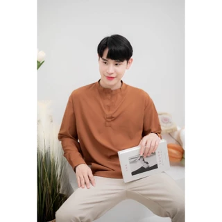 [ส่งทันที กทม.1 วัน] S14: เสื้อเชิ้ตแขนยาวคอจีน รุ่นไม่มีกระดุม สไตล์เกาหลี ผ้านิ่มใส่สบายไม่ร้อน มีไซซ์ M-4XL