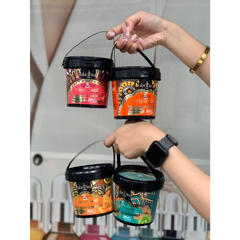 ใหม่! สครับแบบกระปุกหูหิ้ว Aladin Care Sugar body scrub 600g.