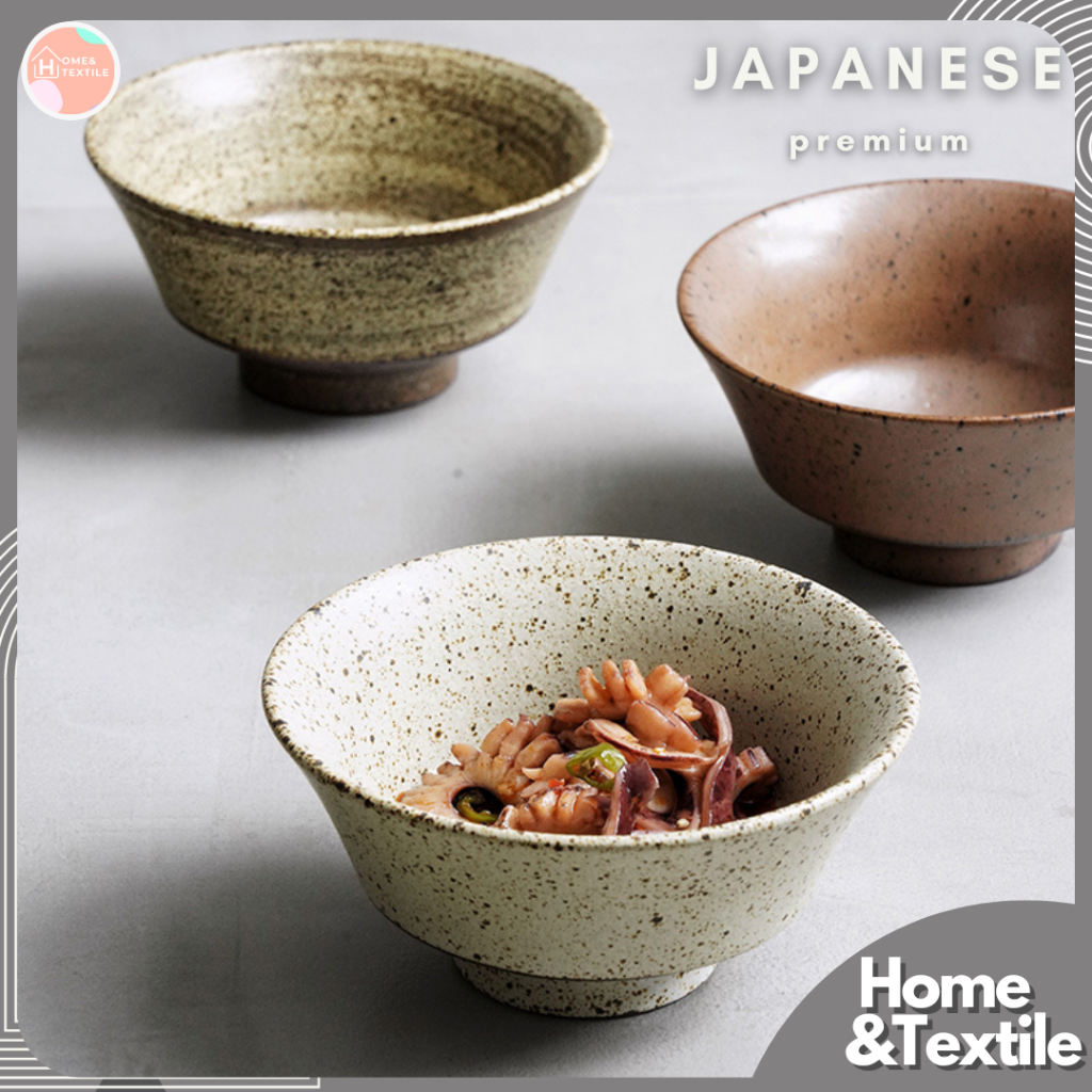 【Premium Japanese】ถ้วยเซรามิคทรงกว้าง สีเอิร์ธโทน สไตล์ญี่ปุ่น เนื้อพรีเมี่ยม